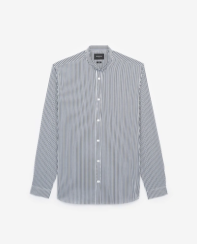 Shop The Kooples White Officer-collar Striped Shirt In Black