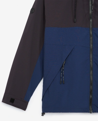 Shop The Kooples Sport Two-tone Windbreaker Loose-fitting Nylon Jacket In Blue