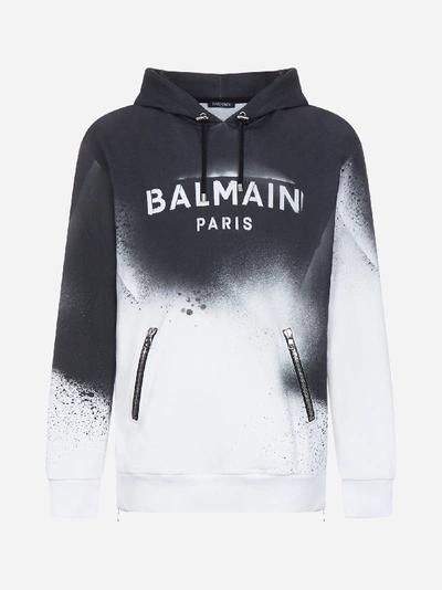 Shop Balmain Logo Cotton Hoodie