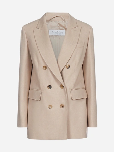 Shop Max Mara Camel And Cashmere Double-breasted Blazer
