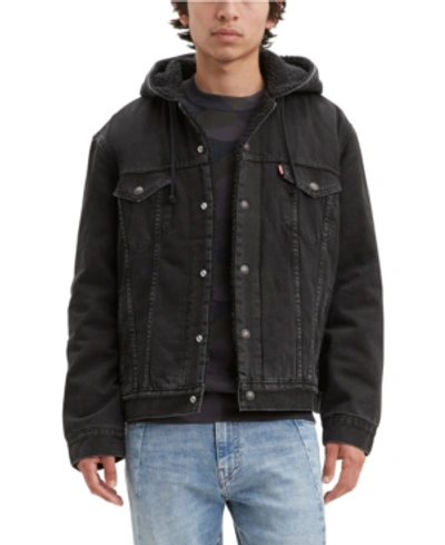 Shop Levi's Men's Hooded Denim Jacket In Cast Iron