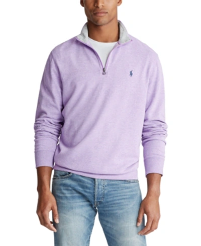 Shop Polo Ralph Lauren Men's Double-knit Mockneck Quarter-zip Pullover In Pastel Purple Heather
