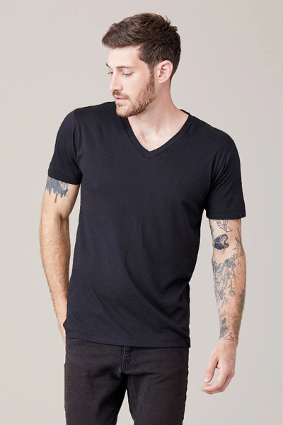 Shop Lna Men's Short Sleeve V Neck In Black