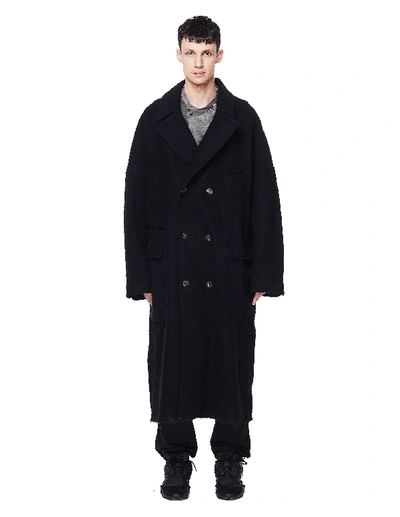 Shop Ziggy Chen Black Double-breasted Wool & Linen Coat