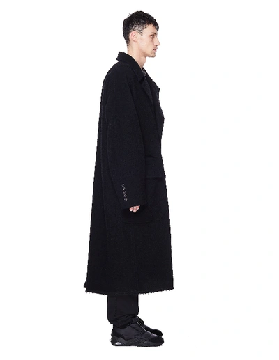 Shop Ziggy Chen Black Double-breasted Wool & Linen Coat