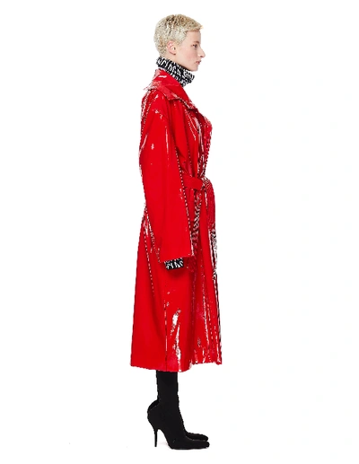 Shop Balenciaga Red Patent Vinyl Trench Coat