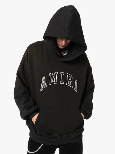 Shop Amiri College Logo Hoodie In Black