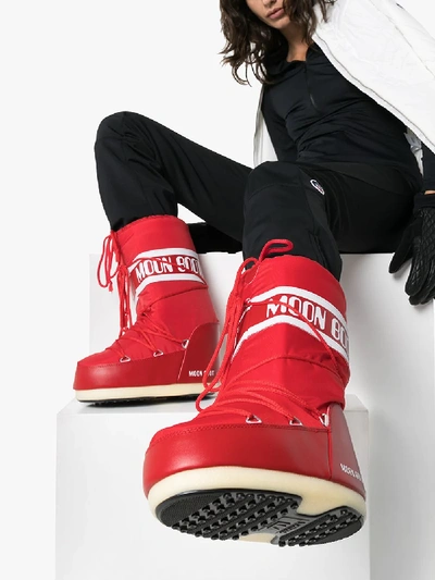 Moon Boot Red Classic Icon Snow Boots In Red