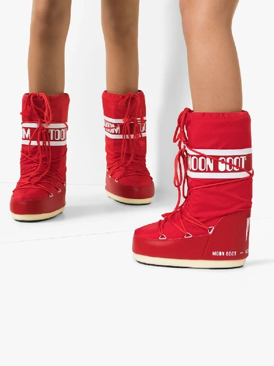 Moon Boot Red Classic Icon Snow Boots In Red