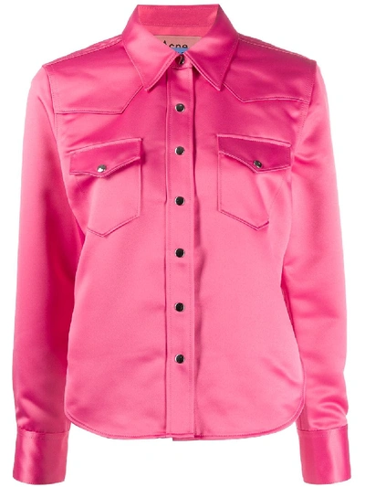 Shop Acne Studios 2002 Satin Shirt In Pink