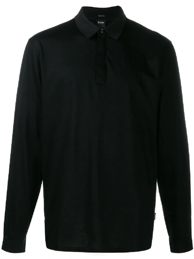 Shop Hugo Boss Polo Jumper In Black