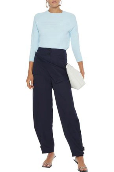 Shop Autumn Cashmere Perforated Stretch-knit Sweater In Sky Blue