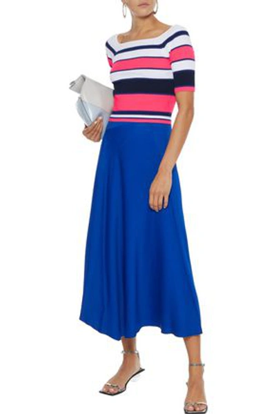 Shop Autumn Cashmere Cropped Striped Stretch-knit Top In Pink