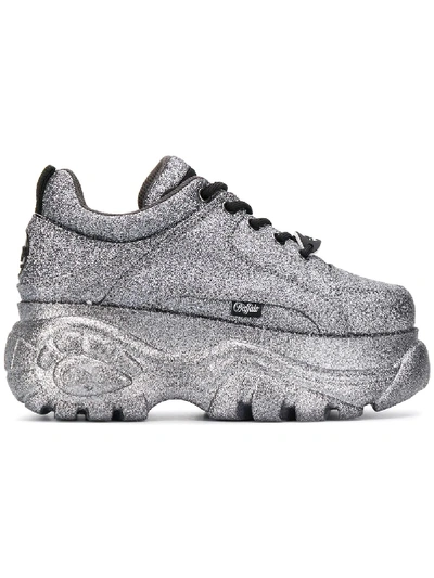 Shop Buffalo 1339 Glittery Platform Sneakers In Silver