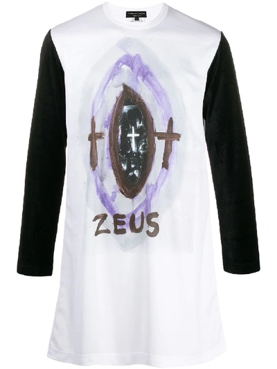 Shop Comme Des Garçons Homme Deux Zeus Graphic Long-sleeve Top In White