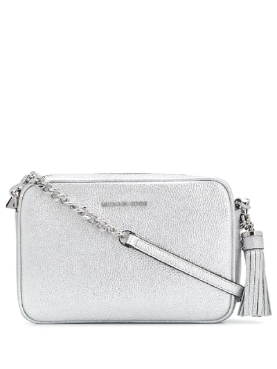 Shop Michael Michael Kors Ginny Metallic Cross-body Bag In Silver
