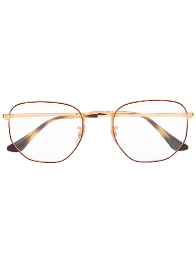 Shop Ray Ban Two-tone Hexagonal Frame Sunglasses In Gold