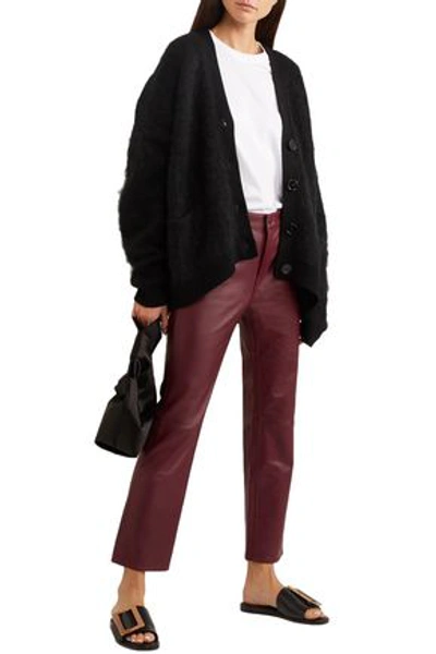 Shop M.i.h. Jeans Daily Cropped Leather Straight-leg Pants In Burgundy