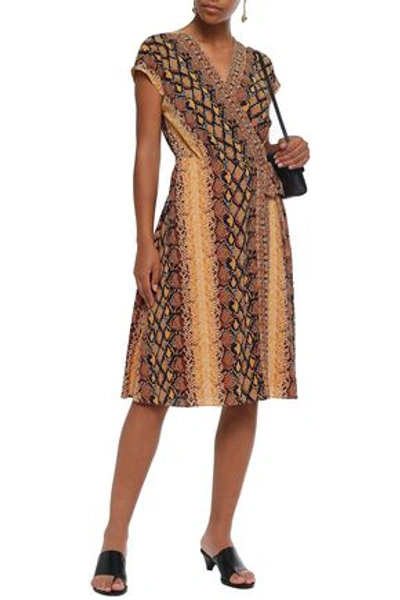Shop Joie Bethwyn C Snake-print Crepe De Chine Wrap Dress In Light Brown