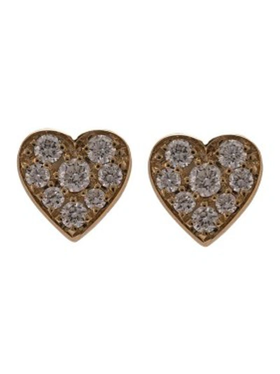 Shop Sophie Bille Brahe Pave Diamond Heart Stud Earrings In Not Applicable