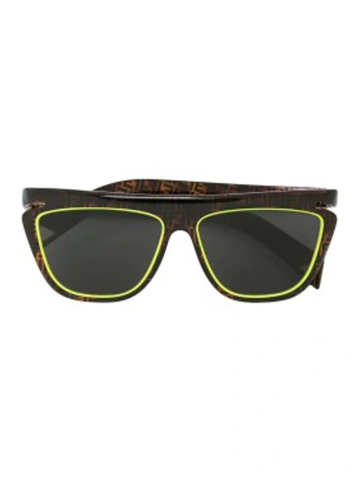 Shop Fendi Logo Tortoiseshell Square Sunglasses In Black