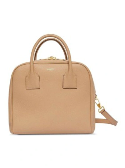 Shop Burberry Beige Leather Cube Bag In Brown