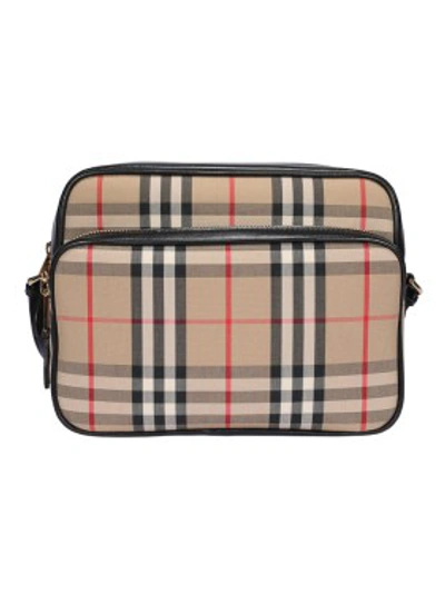 Shop Burberry Vintage Check Motif Cross Body Bag In Grey