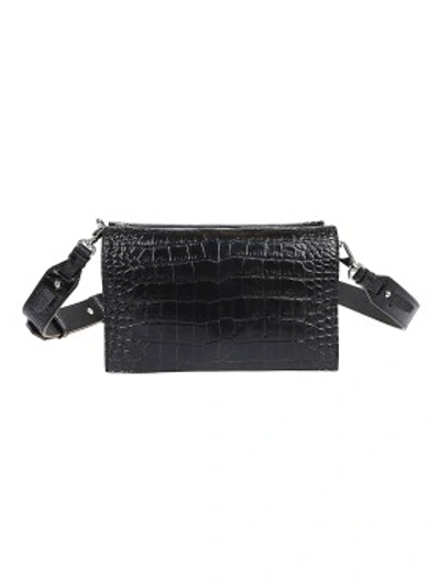 Shop Tod's Double Flap Black Croco Leather Crossbody Bag