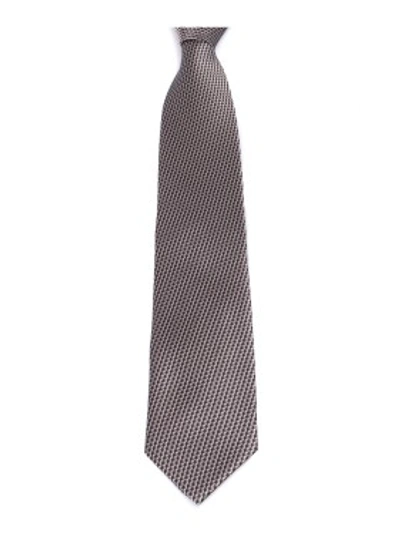 Shop Brioni Cube Pattern Silk Tie In Grey