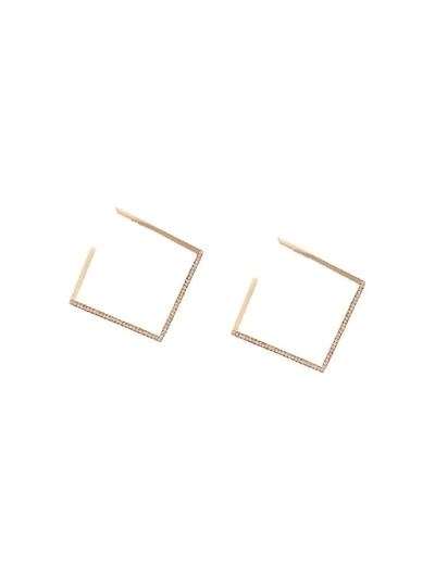 Shop Azlee Gold Women's 18kt Gold Square Hoops Earrings In Not Applicable