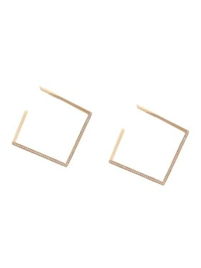 Shop Azlee Gold Women's 18kt Gold Square Hoops Earrings In Not Applicable