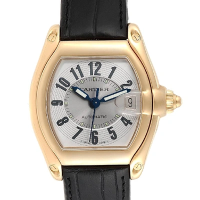 Shop Cartier Roadster 18k Yellow Gold Silver Dial Mens Watch W62005v2 In Not Applicable