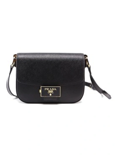 Shop Prada Embleme Saffiano Cross Body Bag In Black