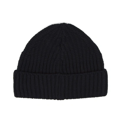 Shop Dondup Black Ribbed Wool & Acrylic Hat