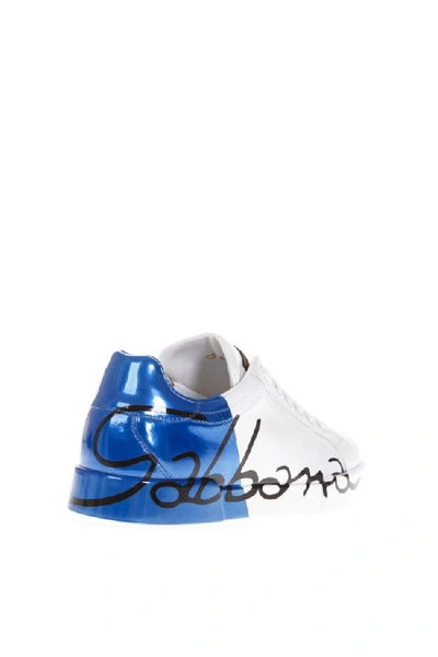 Shop Dolce & Gabbana Low-top Leather Blue & White Sneakers