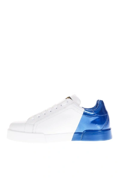 Shop Dolce & Gabbana Low-top Leather Blue & White Sneakers