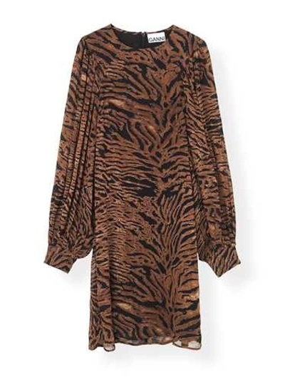 Shop Ganni Animal-print Midi Dress In Black