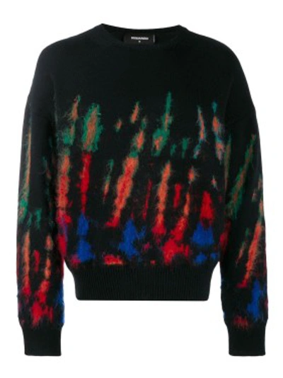 Shop Dsquared2 Flame Intarsia Wool And Mohair Blend Jumper In Black