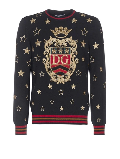 Shop Dolce & Gabbana Cashmere Embroidered Sweater In Black