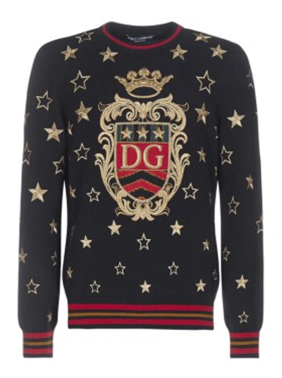 Shop Dolce & Gabbana Cashmere Embroidered Sweater In Black