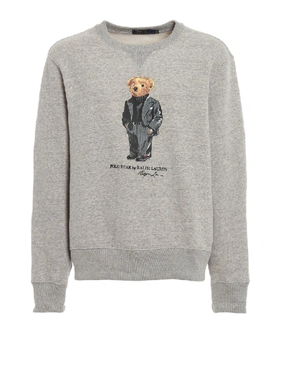 Shop Polo Ralph Lauren Polo Bear Fleece Cotton Sweatshirt In Grey