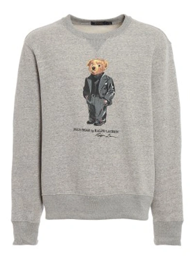 Shop Polo Ralph Lauren Polo Bear Fleece Cotton Sweatshirt In Grey