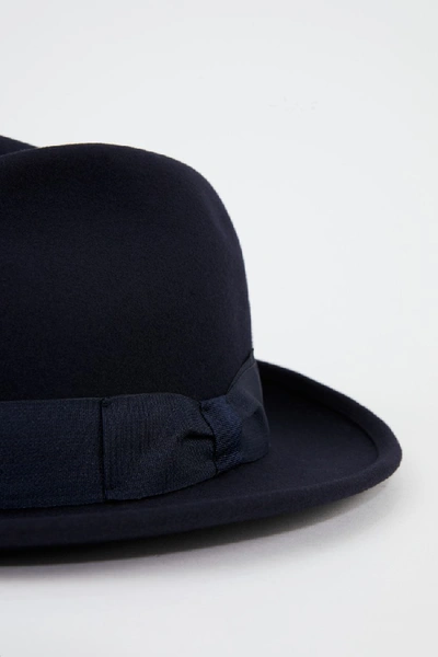 Shop Ami Alexandre Mattiussi Classic Wool Hat Navy Blue In Black