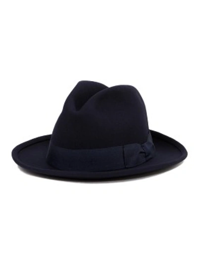 Shop Ami Alexandre Mattiussi Classic Wool Hat Navy Blue In Black