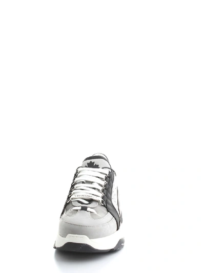 Shop Dsquared2 Leather Sneakers In Grey