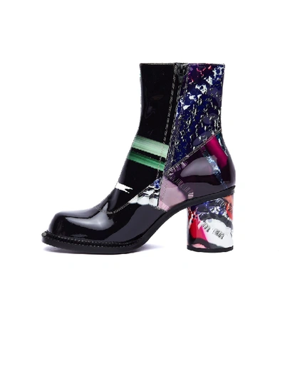 Shop Maison Margiela Flamingo Printed Ankle Boots In Black