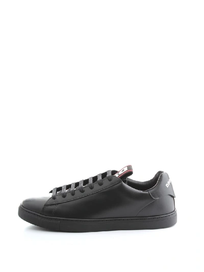 Shop Dsquared2 Leather Sneakers In Black