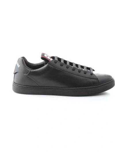 Shop Dsquared2 Leather Sneakers In Black