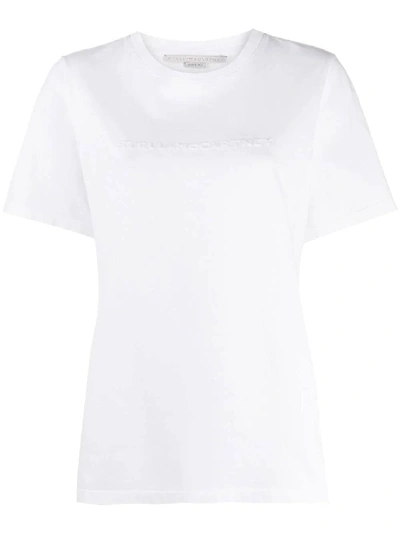 Shop Stella Mccartney White Logo Embossed T-shirt