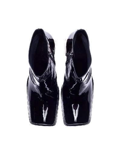 Shop Maison Margiela Red Heel Patent Leather Ankle Boots In Black